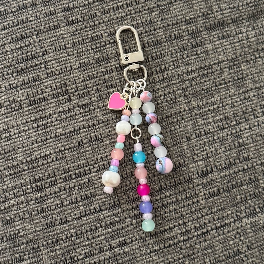 Pastel Multicolor Designer Inspired Beaded Bag Charm Keychain with Real Pearls